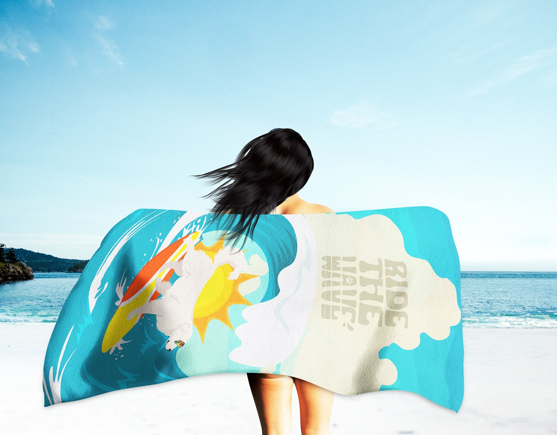 Surfer Dog Great Pyrenees Premium Beach Towel Oversized Towel Beach Blanket, Pool, Beach Essentials, Yoga, Premium Bath Towel, Quick Dry Plush