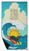 Surfer Dog Black Labrador Retriever Premium Beach Towel Oversized Towel Beach Blanket, Pool, Beach Essentials, Yoga, Premium Bath Towel, Quick Dry Plush
