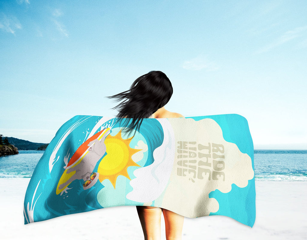 Surfer Dog Grey Labrador Retriever Premium Beach Towel Oversized Towel Beach Blanket, Pool, Beach Essentials, Yoga, Premium Bath Towel, Quick Dry Plush