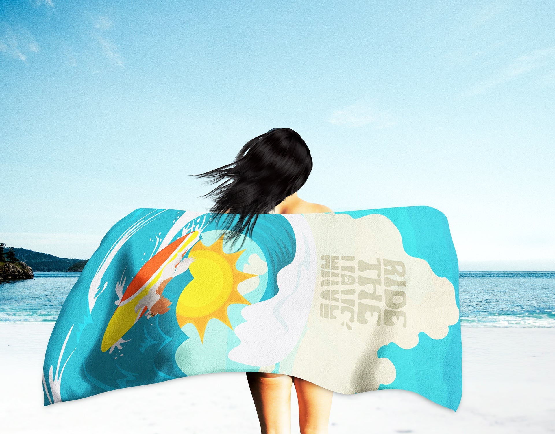 Surfer Dog Red White Papillon Premium Beach Towel Oversized Towel Beach Blanket, Pool, Beach Essentials, Yoga, Premium Bath Towel, Quick Dry Plush