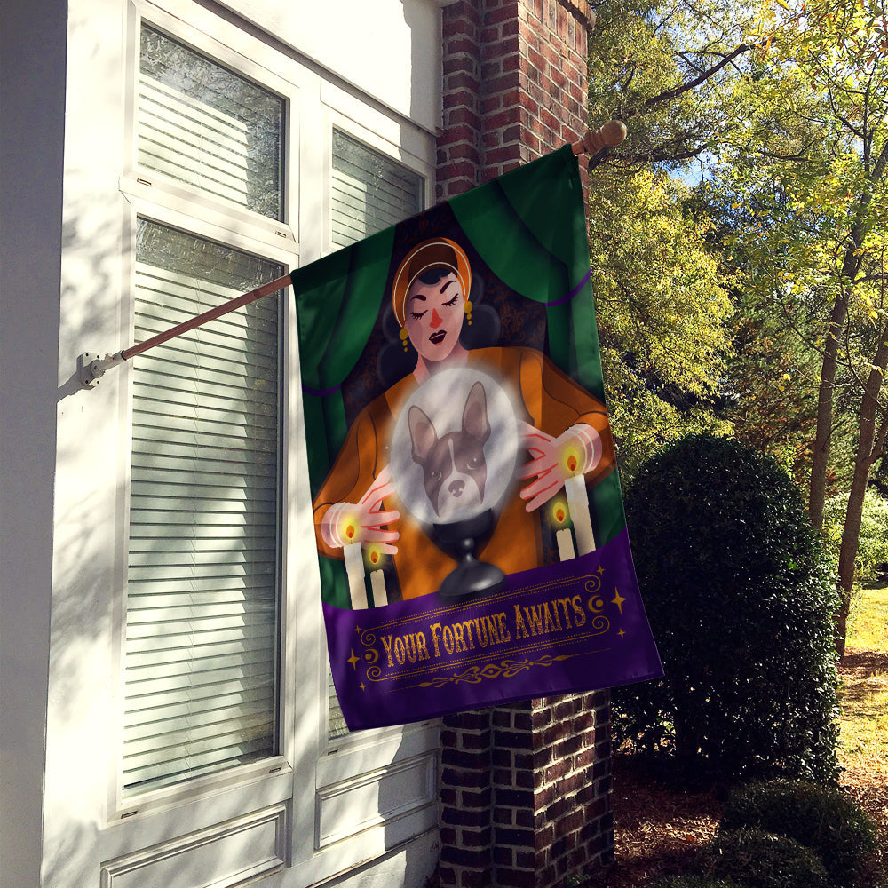Boston Terrier Halloween House Flag 28x40 Porch Sleeve Pole Decorative Outside Yard Banner Artwork Wall Hanging, Polyester