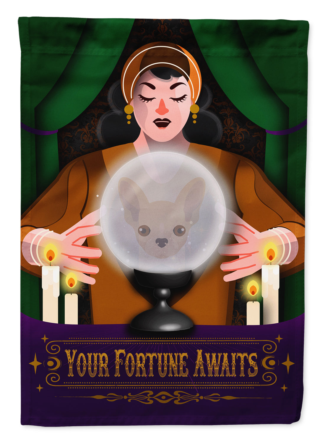 Chihuahua Halloween House Flag 28x40 Porch Sleeve Pole Decorative Outside Yard Banner Artwork Wall Hanging, Polyester