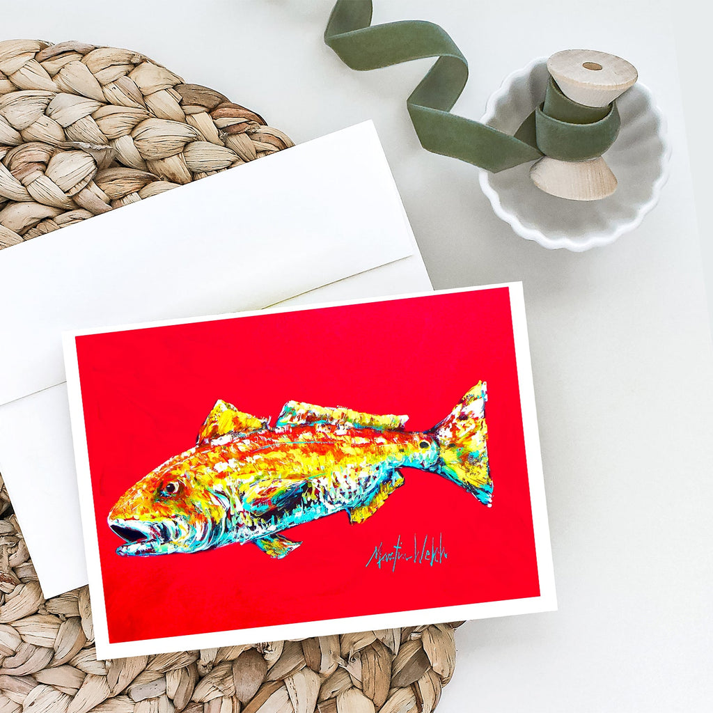 Fish - Red Fish Alphonzo Greeting Cards Pack of 8 Blank Cards with Envelopes Whimsical A7 Size 5x7