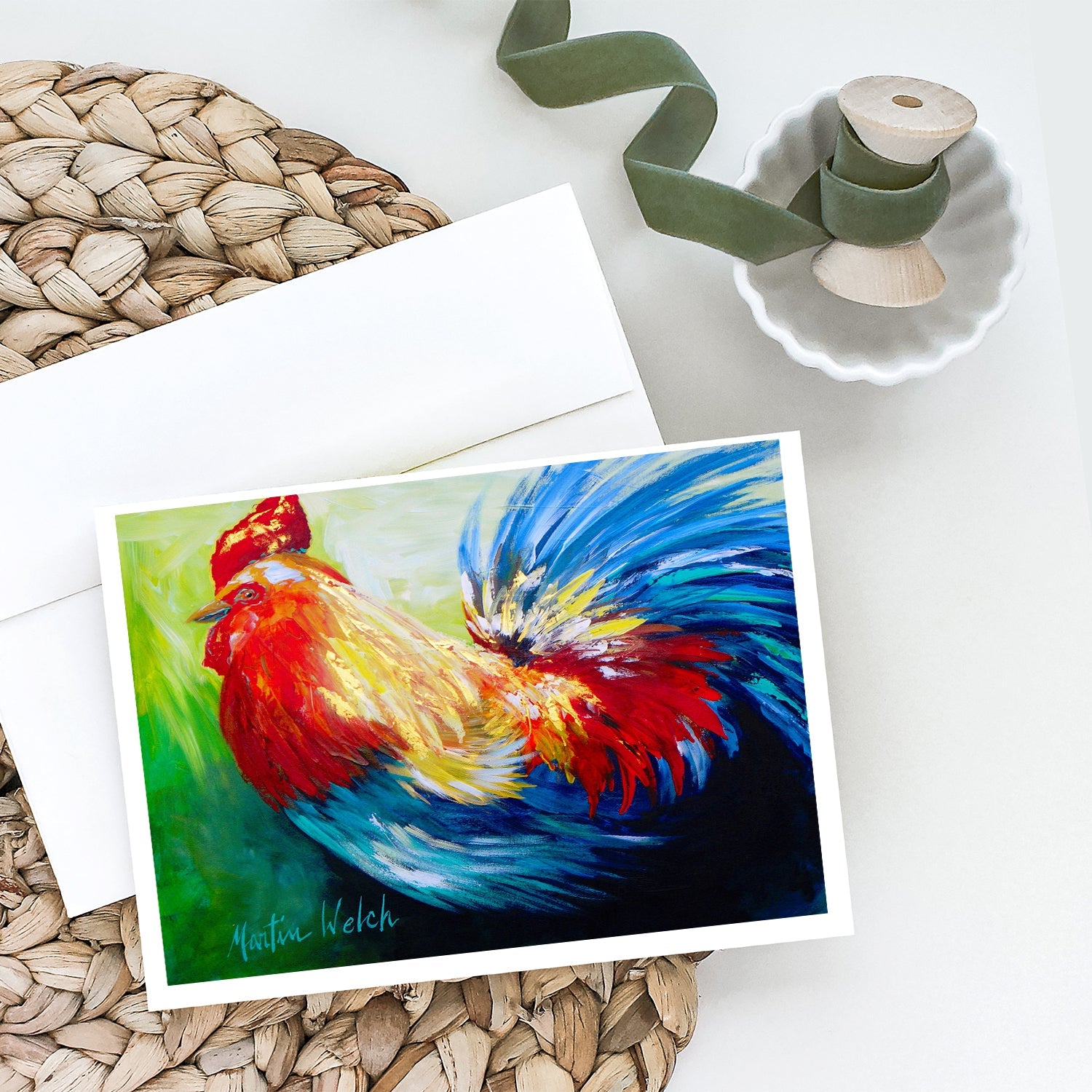 Bird - Rooster Chief Big Feathers Greeting Cards Pack of 8 Blank Cards with Envelopes Whimsical A7 Size 5x7