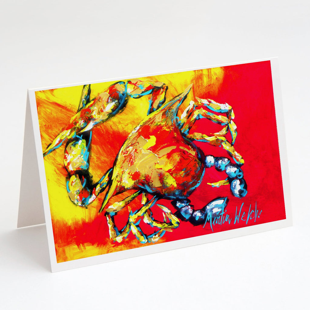 Crab Hot Dang Greeting Cards Pack of 8 Blank Cards with Envelopes Whimsical A7 Size 5x7
