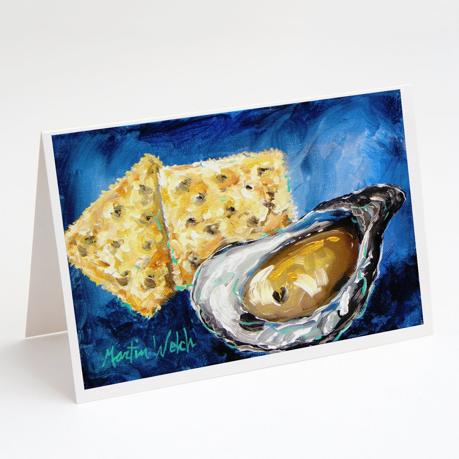 Oysters Two Crackers Greeting Cards Pack of 8 Blank Cards with Envelopes Whimsical A7 Size 5x7