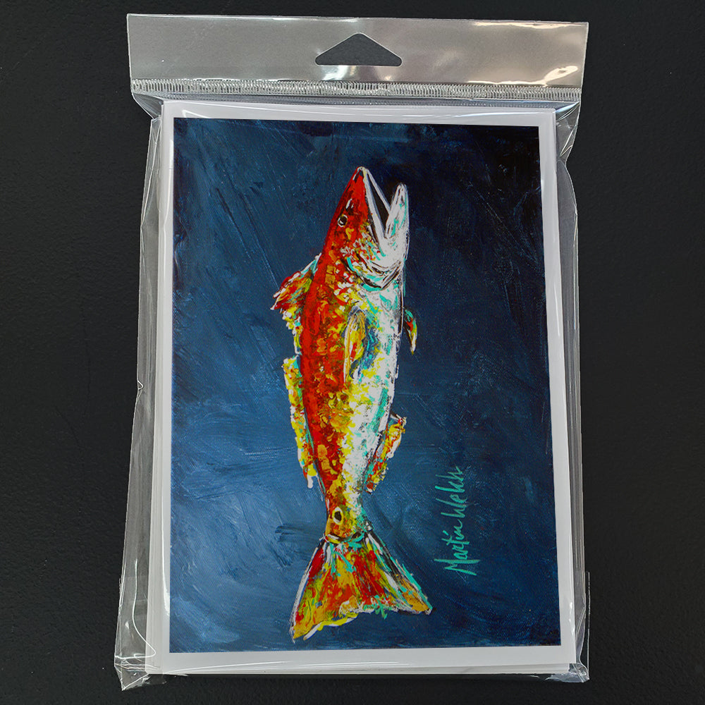 Fish - Red Fish Red for Jarett Greeting Cards Pack of 8 Blank Cards with Envelopes Whimsical A7 Size 5x7