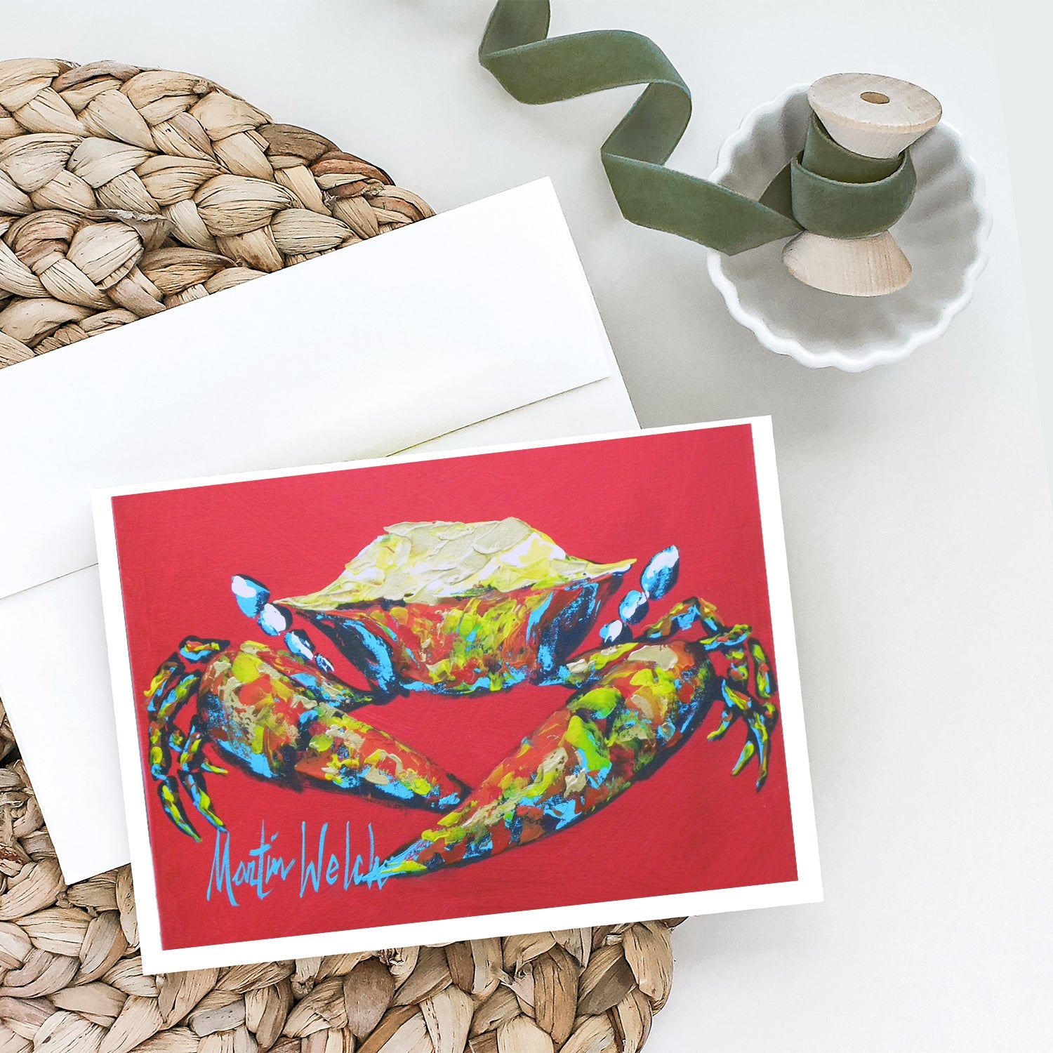 Crab Seafood One Greeting Cards Pack of 8 Blank Cards with Envelopes Whimsical A7 Size 5x7