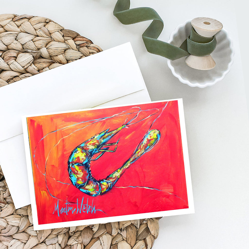 Shrimp Seafood Three Greeting Cards Pack of 8 Blank Cards with Envelopes Whimsical A7 Size 5x7