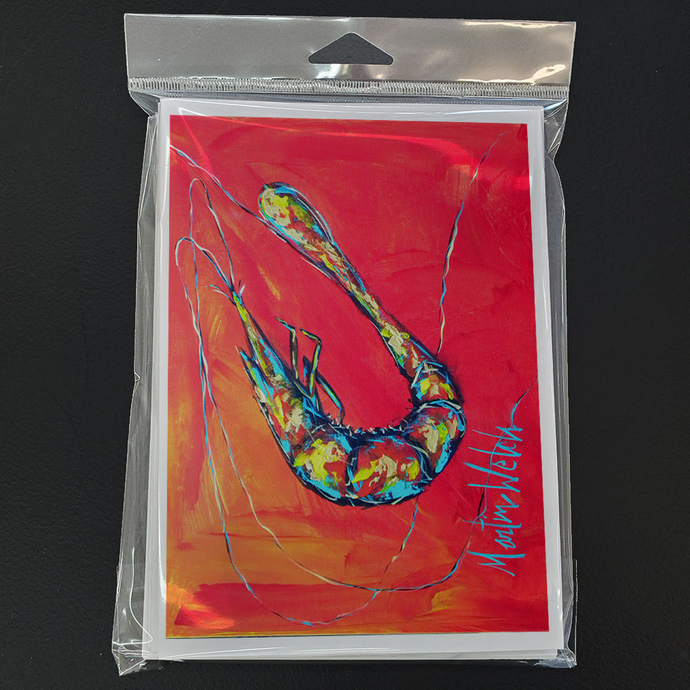 Shrimp Seafood Three Greeting Cards Pack of 8 Blank Cards with Envelopes Whimsical A7 Size 5x7