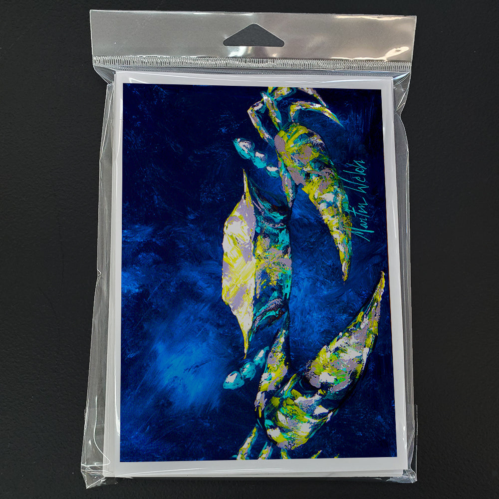Crab Blue Greeting Cards Pack of 8 Blank Cards with Envelopes Whimsical A7 Size 5x7