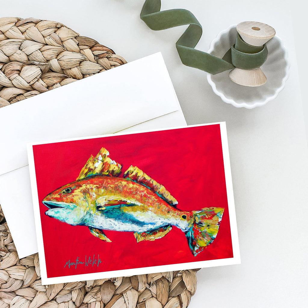 Fish - Red Fish Woo Hoo Greeting Cards Pack of 8 Blank Cards with Envelopes Whimsical A7 Size 5x7