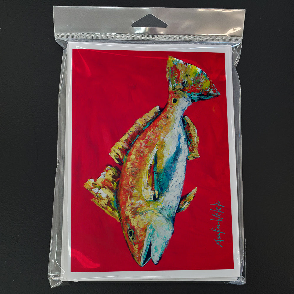 Fish - Red Fish Woo Hoo Greeting Cards Pack of 8 Blank Cards with Envelopes Whimsical A7 Size 5x7