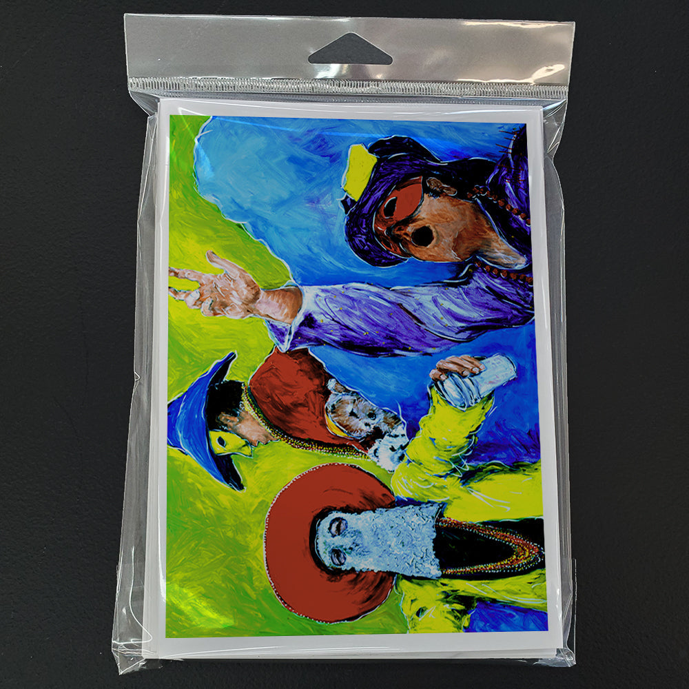 Mardi Gras Greeting Cards Pack of 8 Blank Cards with Envelopes Whimsical A7 Size 5x7