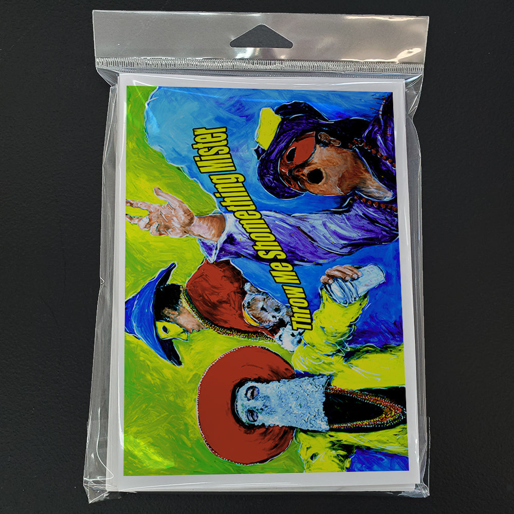 Mardi Gras Throw me something mister Greeting Cards Pack of 8 Blank Cards with Envelopes Whimsical A7 Size 5x7
