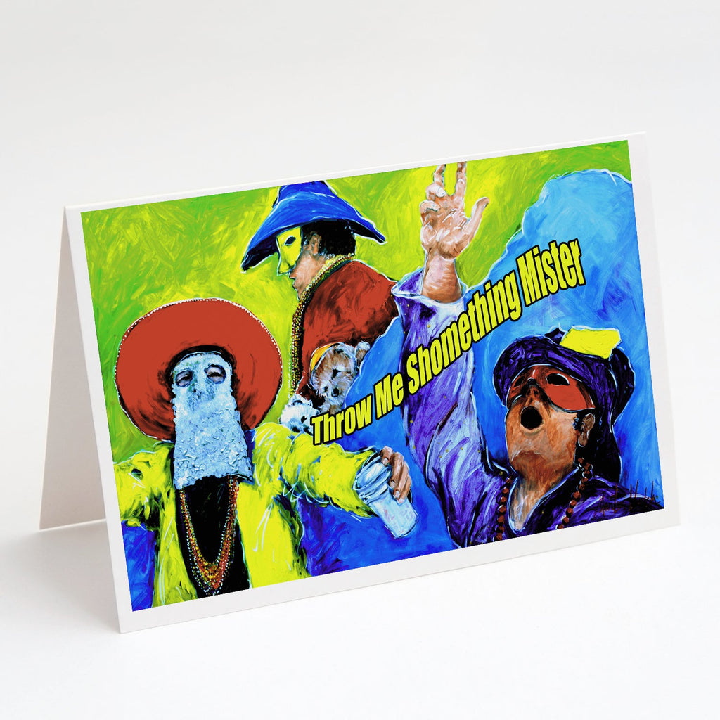 Mardi Gras Throw me something mister Greeting Cards Pack of 8 Blank Cards with Envelopes Whimsical A7 Size 5x7