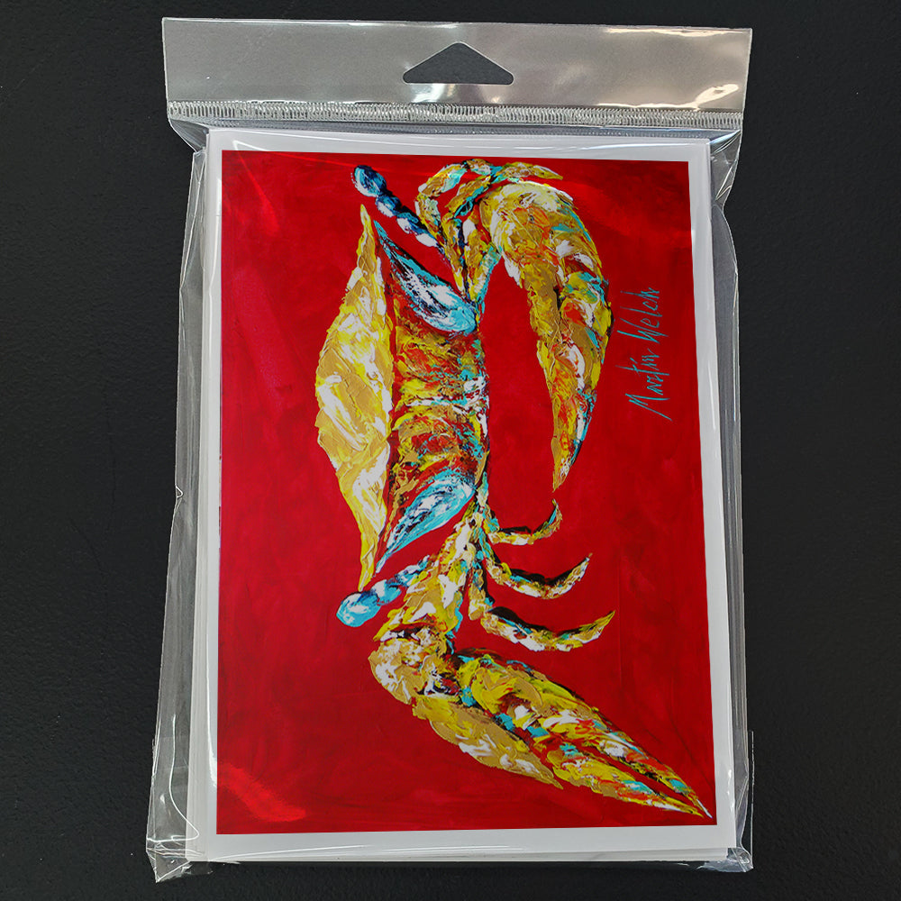 Crab Blue on Red, Sr Greeting Cards Pack of 8 Blank Cards with Envelopes Whimsical A7 Size 5x7