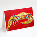 Crab Blue on Red, Sr Greeting Cards Pack of 8 Blank Cards with Envelopes Whimsical A7 Size 5x7