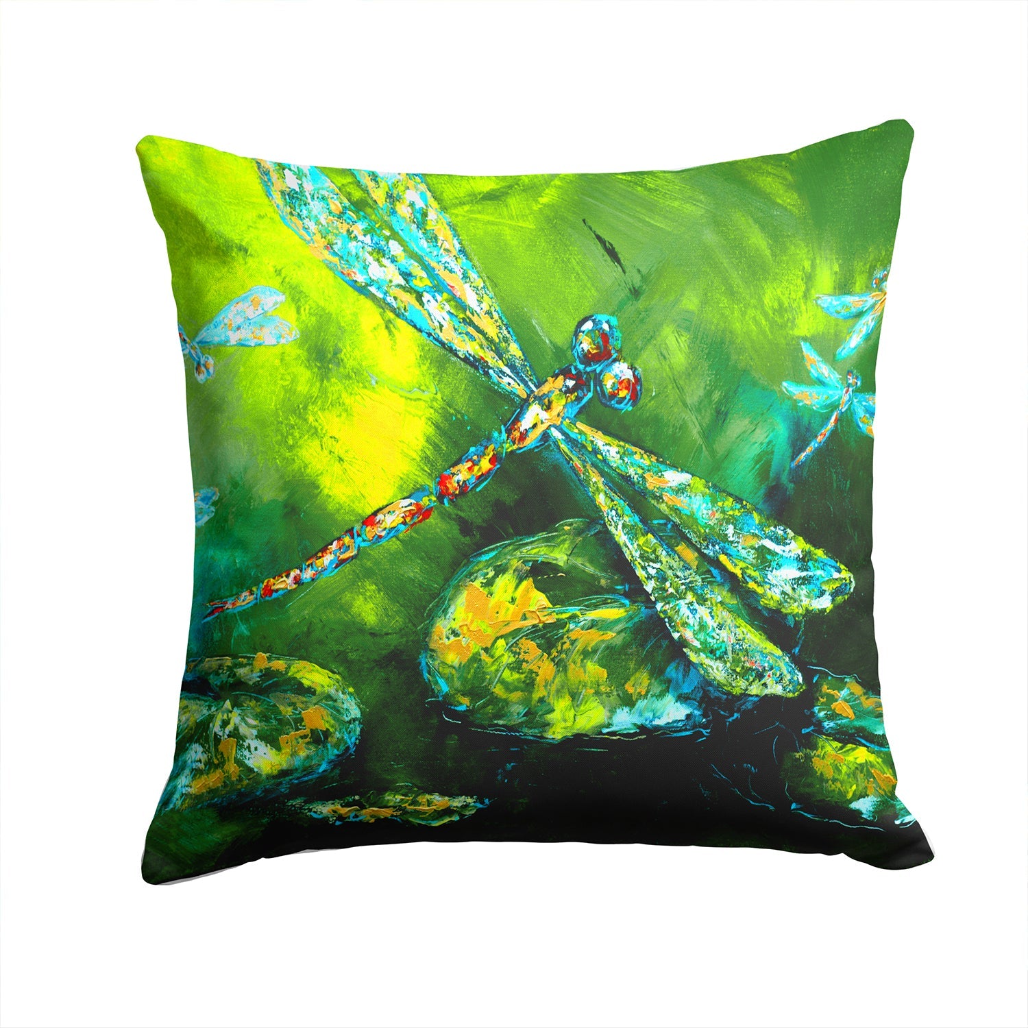 Insect - Dragonfly Summer Flies Decorative Throw Pillow 14x14 Indoor Outdoor Accent Cushion, Fabric Cover with Insert for Sofa, Bed, Porch & Living Room