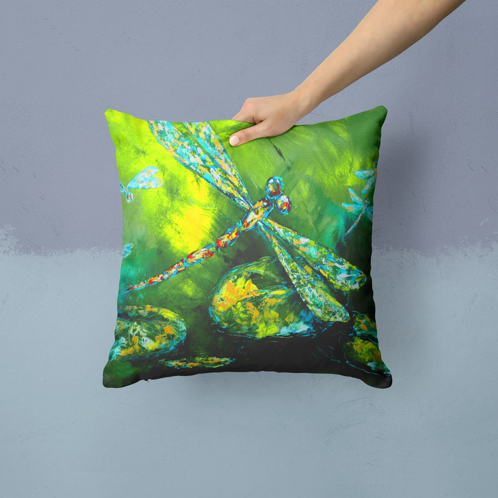 Insect - Dragonfly Summer Flies Decorative Throw Pillow 14x14 Indoor Outdoor Accent Cushion, Fabric Cover with Insert for Sofa, Bed, Porch & Living Room