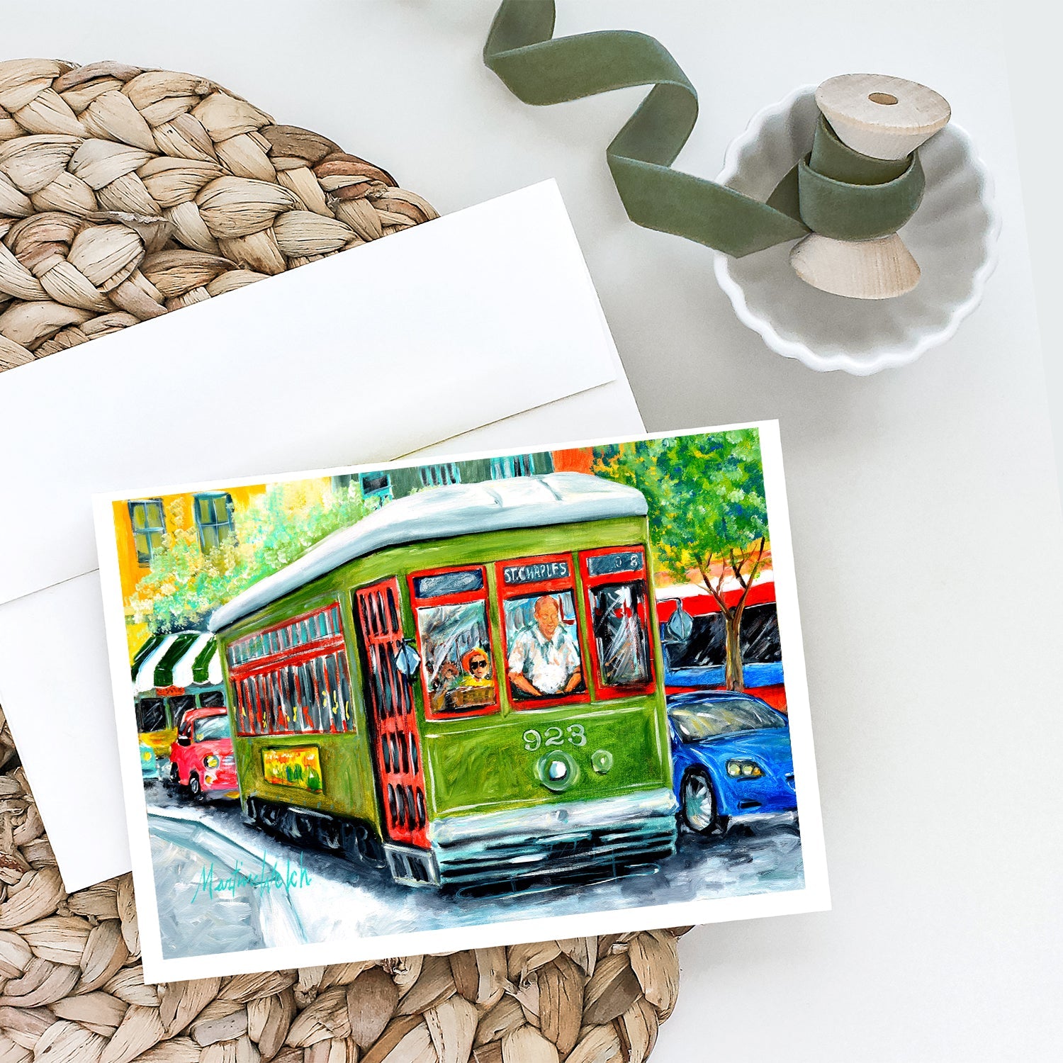 Street Car Greeting Cards Pack of 8 Blank Cards with Envelopes Whimsical A7 Size 5x7