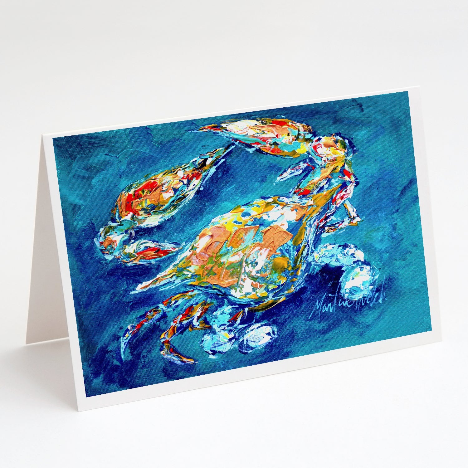 By Chance Crab Greeting Cards Pack of 8 Blank Cards with Envelopes Whimsical A7 Size 5x7