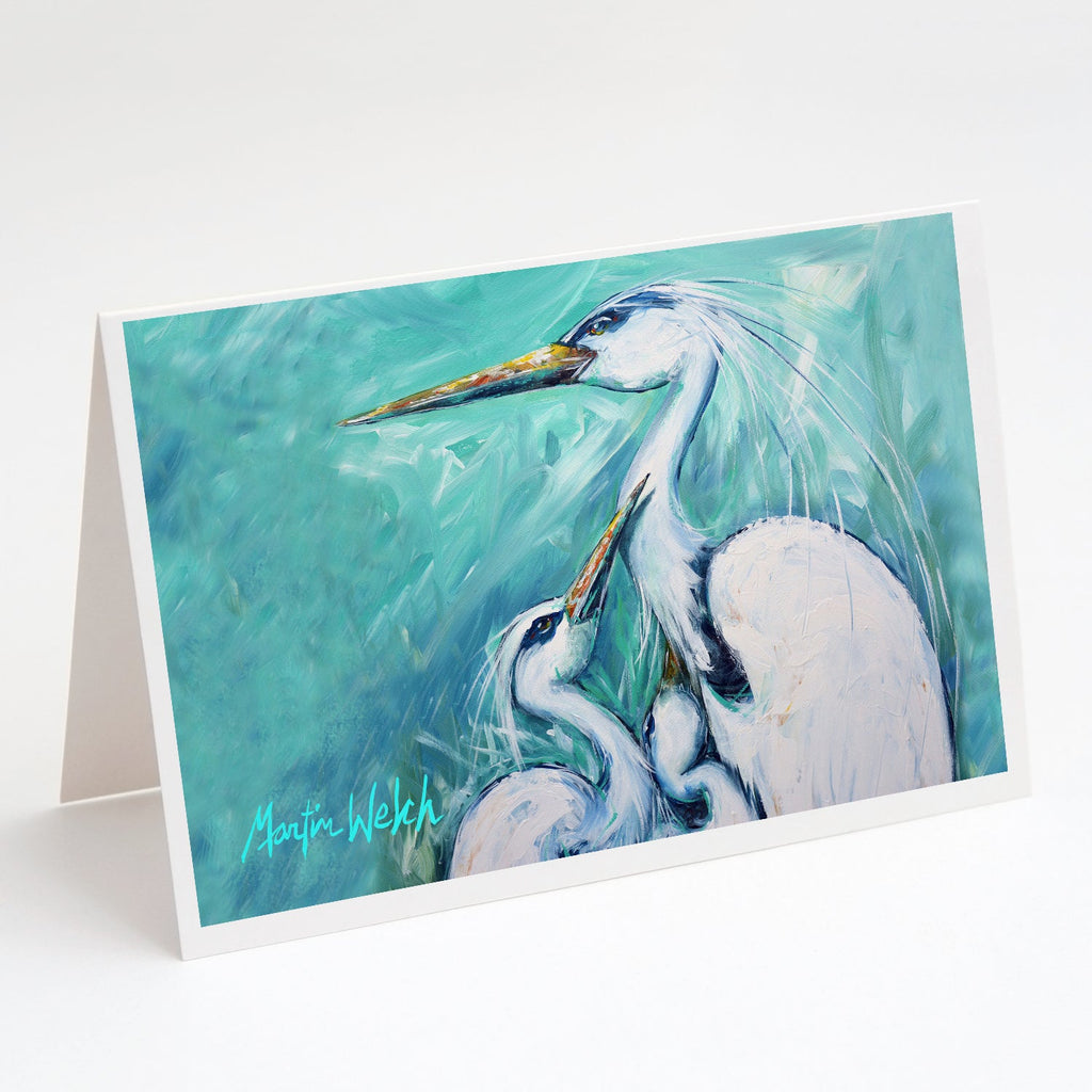 Mother's Love White Crane Greeting Cards Pack of 8 Blank Cards with Envelopes Whimsical A7 Size 5x7