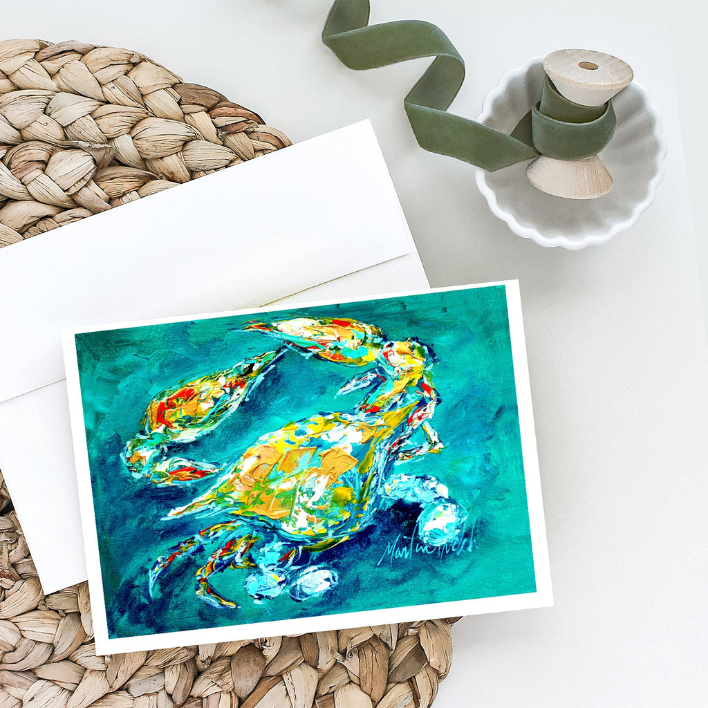 By Chance Crab in Aqua blue Greeting Cards Pack of 8 Blank Cards with Envelopes Whimsical A7 Size 5x7