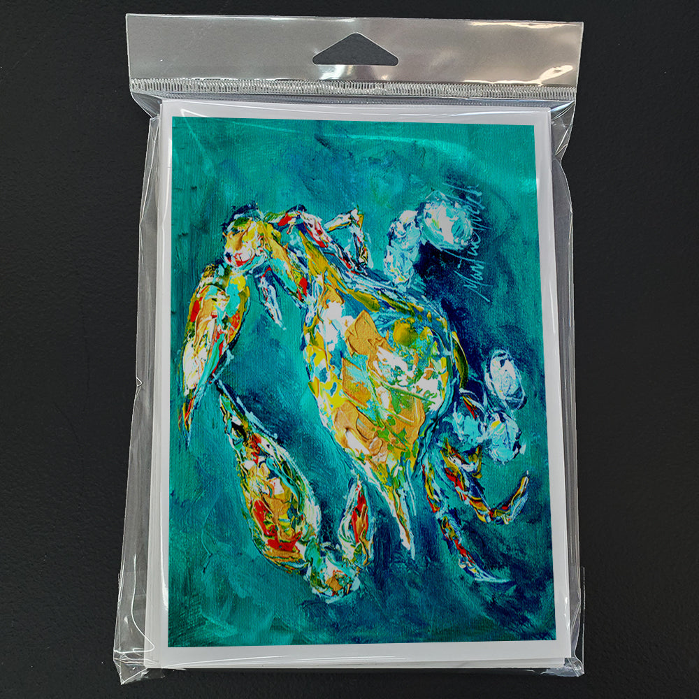 By Chance Crab in Aqua blue Greeting Cards Pack of 8 Blank Cards with Envelopes Whimsical A7 Size 5x7