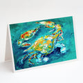 By Chance Crab in Aqua blue Greeting Cards Pack of 8 Blank Cards with Envelopes Whimsical A7 Size 5x7