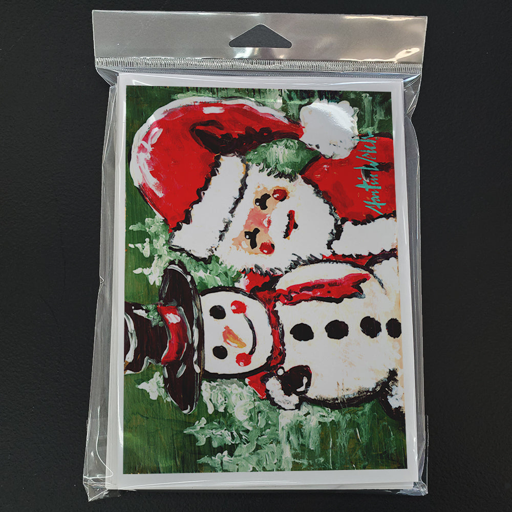 Friends Snowman and Santa Claus Greeting Cards Pack of 8 Blank Cards with Envelopes Whimsical A7 Size 5x7