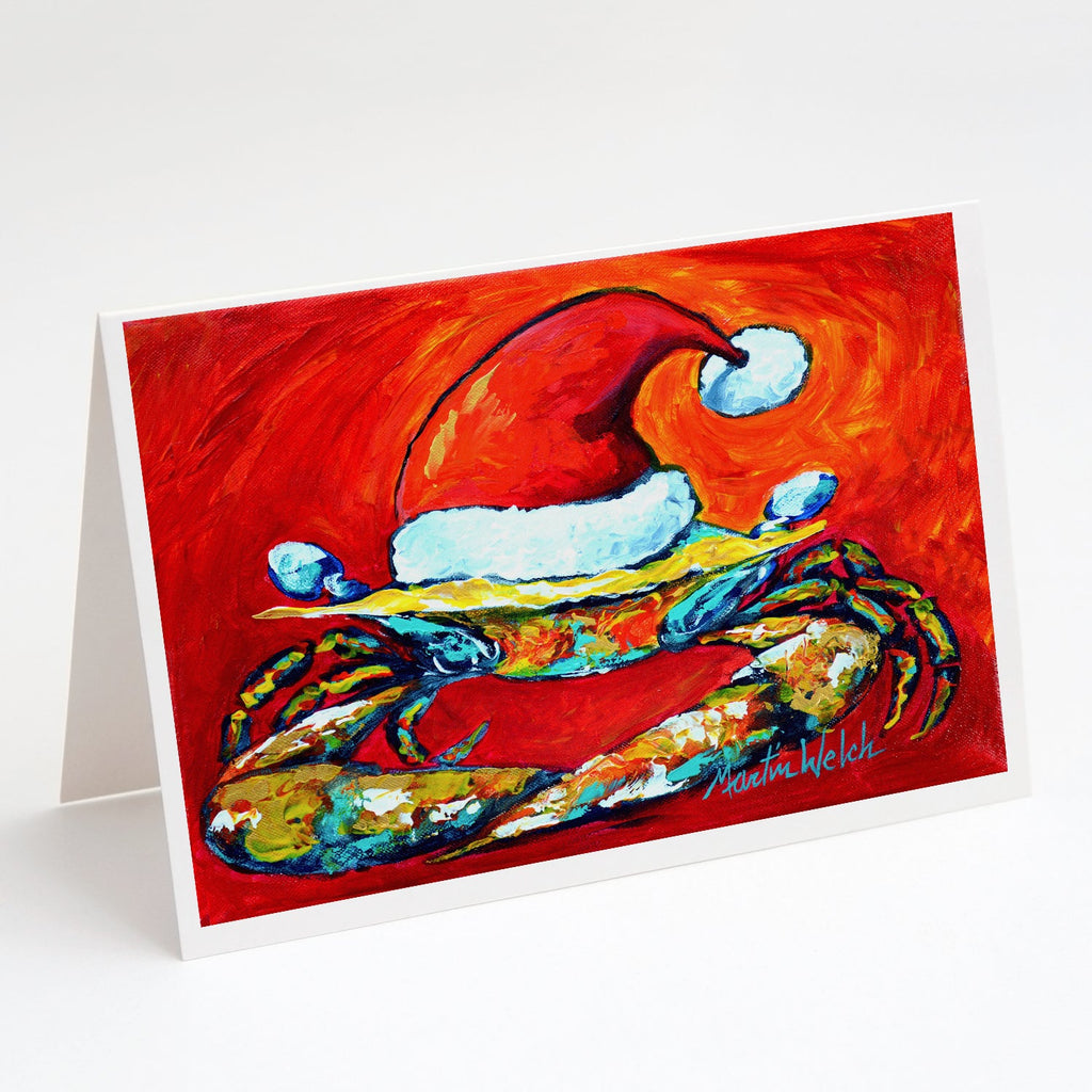 Crab in Santa Hat Santa Claws Greeting Cards Pack of 8 Blank Cards with Envelopes Whimsical A7 Size 5x7