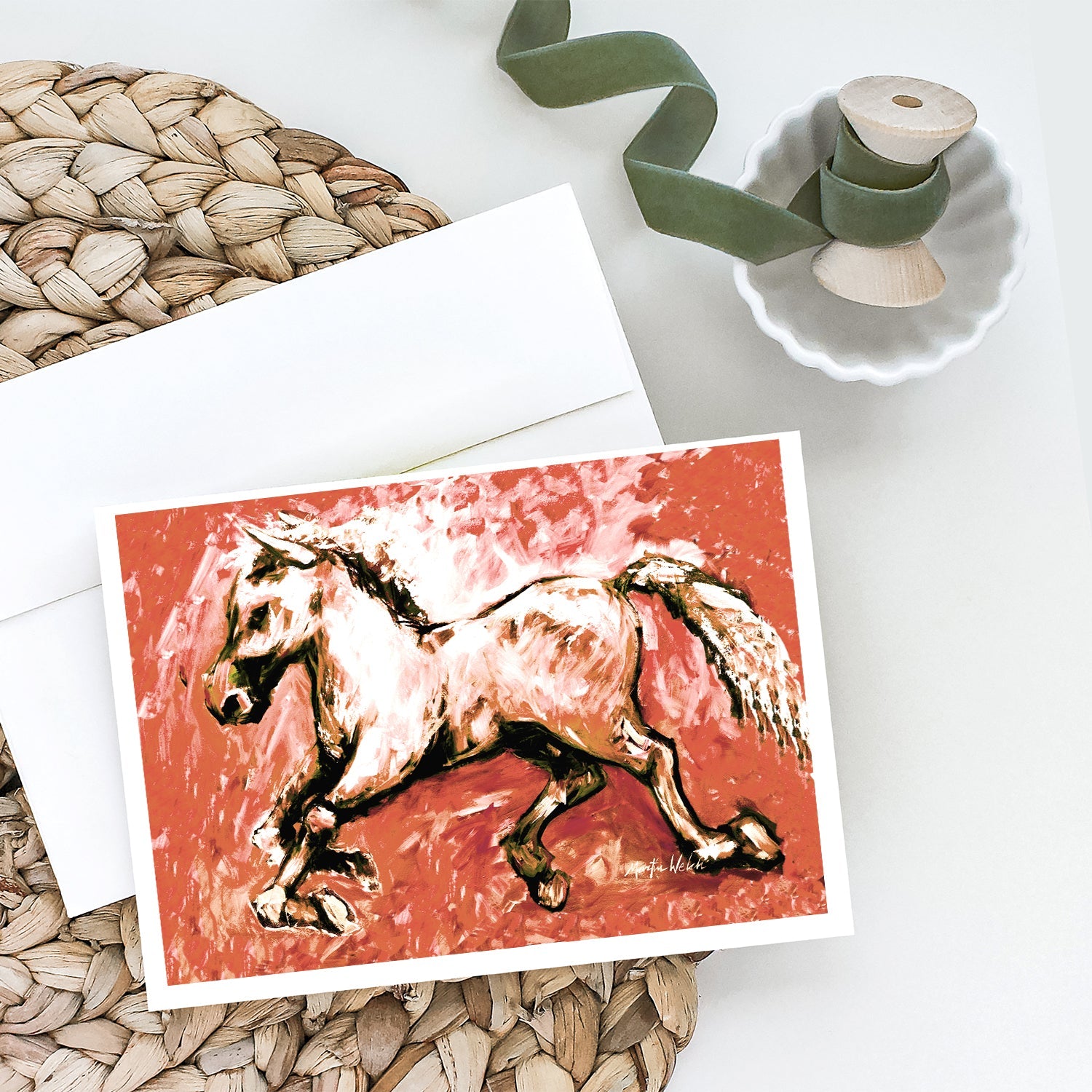 Shadow the Horse in Red Greeting Cards Pack of 8 Blank Cards with Envelopes Whimsical A7 Size 5x7