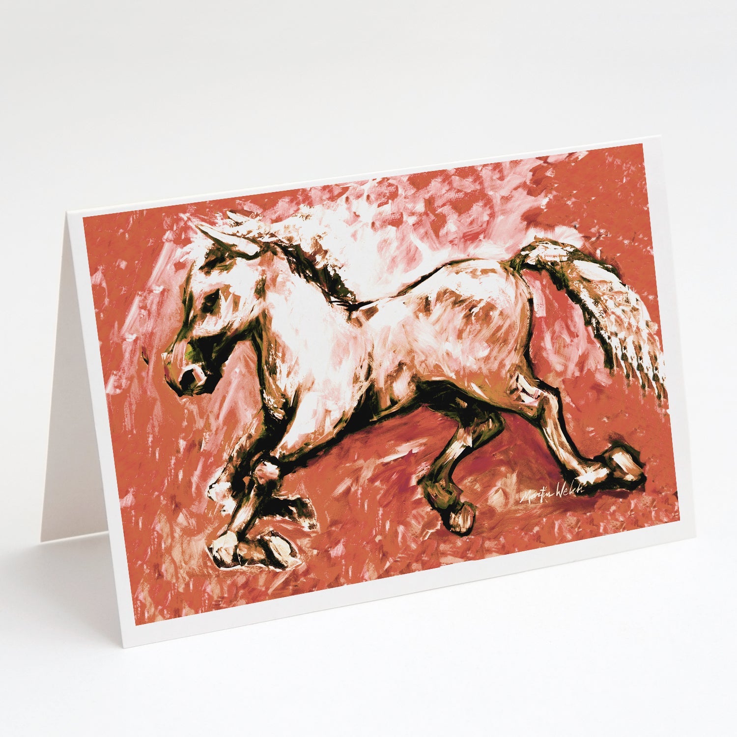 Shadow the Horse in Red Greeting Cards Pack of 8 Blank Cards with Envelopes Whimsical A7 Size 5x7