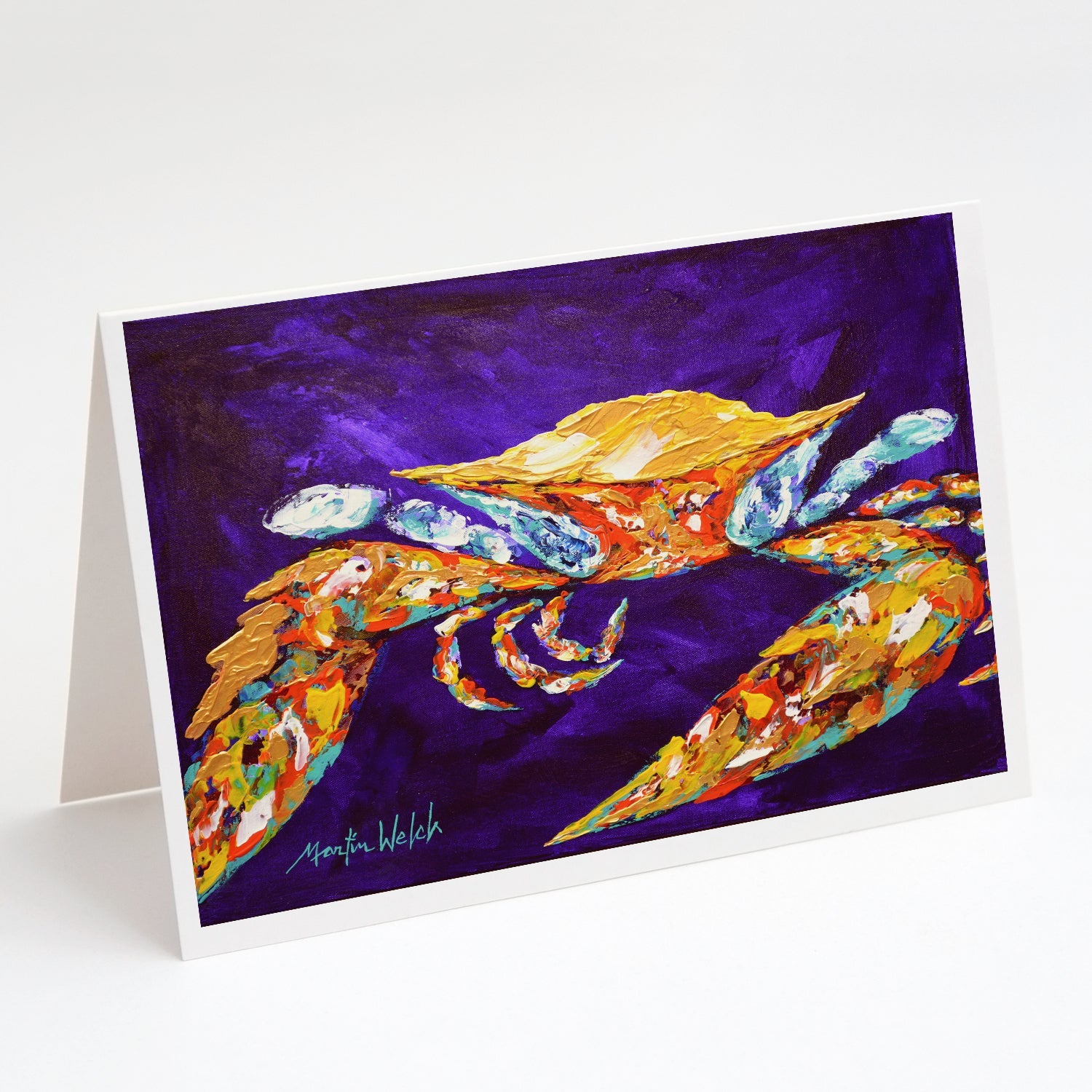The Right Stuff Crab in Purple Greeting Cards Pack of 8 Blank Cards with Envelopes Whimsical A7 Size 5x7