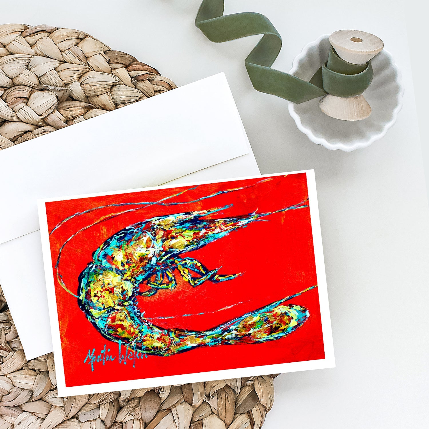 Shrimp Boil Greeting Cards Pack of 8 Blank Cards with Envelopes Whimsical A7 Size 5x7