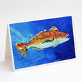 Red Fish White Spin Greeting Cards Pack of 8 Blank Cards with Envelopes Whimsical A7 Size 5x7