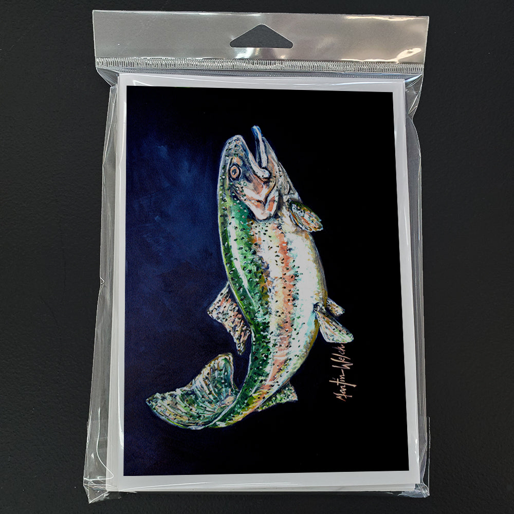 Deep Blue Rainbow Trout Greeting Cards Pack of 8 Blank Cards with Envelopes Whimsical A7 Size 5x7