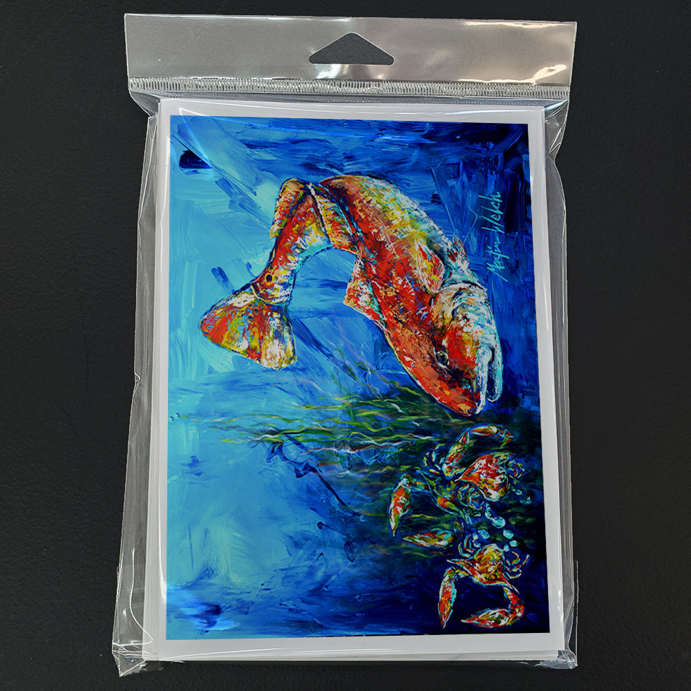 Scattered Red Fish Greeting Cards Pack of 8 Blank Cards with Envelopes Whimsical A7 Size 5x7