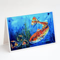 Scattered Red Fish Greeting Cards Pack of 8 Blank Cards with Envelopes Whimsical A7 Size 5x7