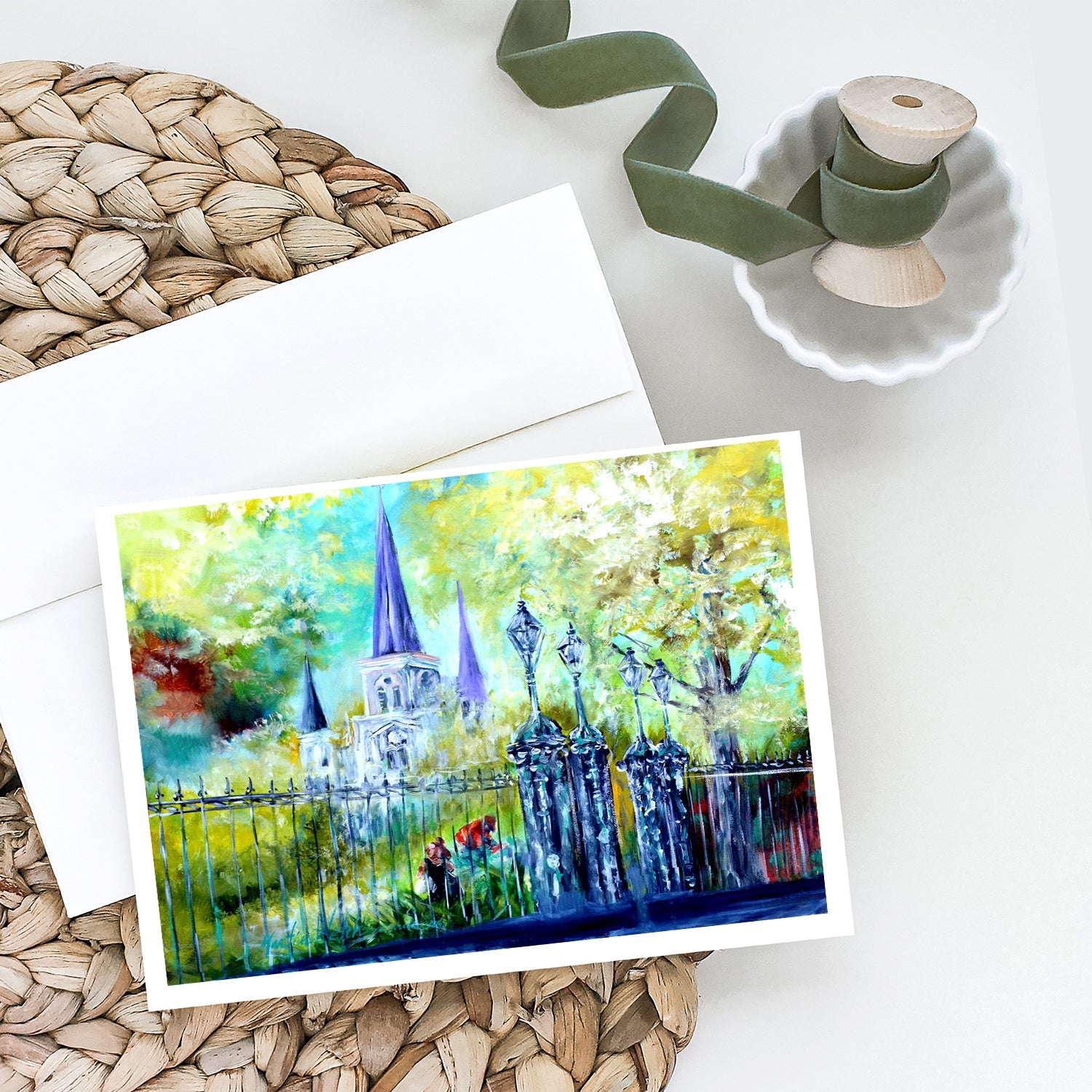 St Louis Cathedrial Across the Square Greeting Cards Pack of 8 Blank Cards with Envelopes Whimsical A7 Size 5x7