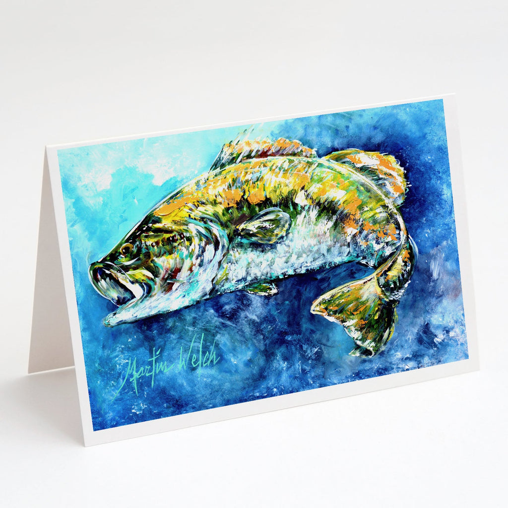 Bobby the Best Bass Greeting Cards Pack of 8 Blank Cards with Envelopes Whimsical A7 Size 5x7