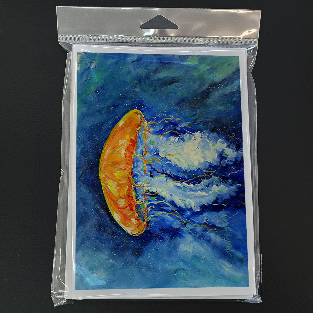 Calm Water Jellyfish Greeting Cards Pack of 8 Blank Cards with Envelopes Whimsical A7 Size 5x7