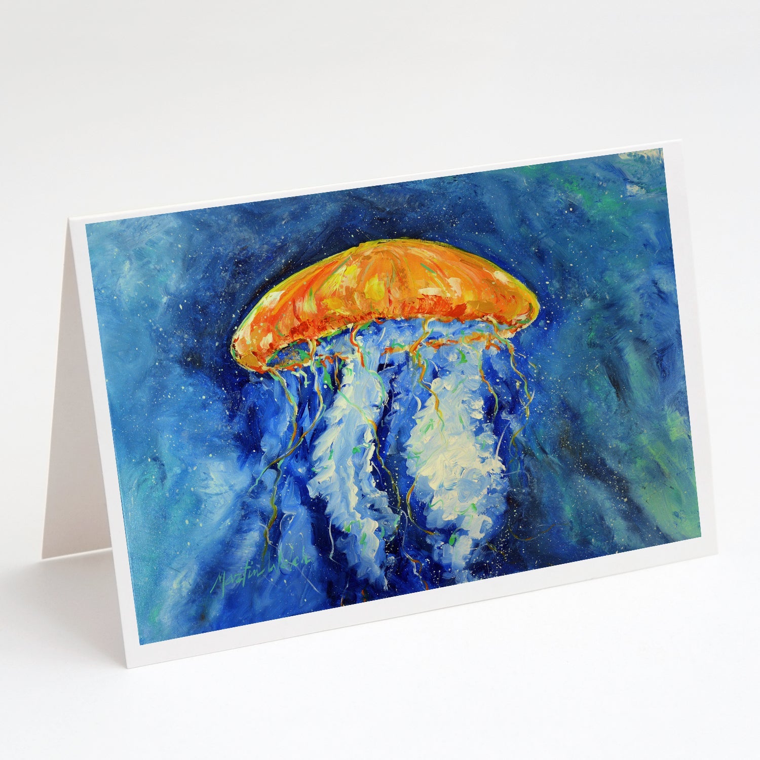 Calm Water Jellyfish Greeting Cards Pack of 8 Blank Cards with Envelopes Whimsical A7 Size 5x7