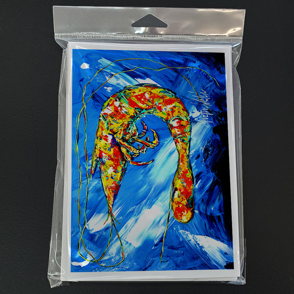 Ice Blue Shrimp Greeting Cards Pack of 8 Blank Cards with Envelopes Whimsical A7 Size 5x7
