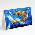 Ice Blue Shrimp Greeting Cards Pack of 8 Blank Cards with Envelopes Whimsical A7 Size 5x7