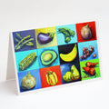 Mixed Fruits and Vegetables Greeting Cards Pack of 8 Blank Cards with Envelopes Whimsical A7 Size 5x7