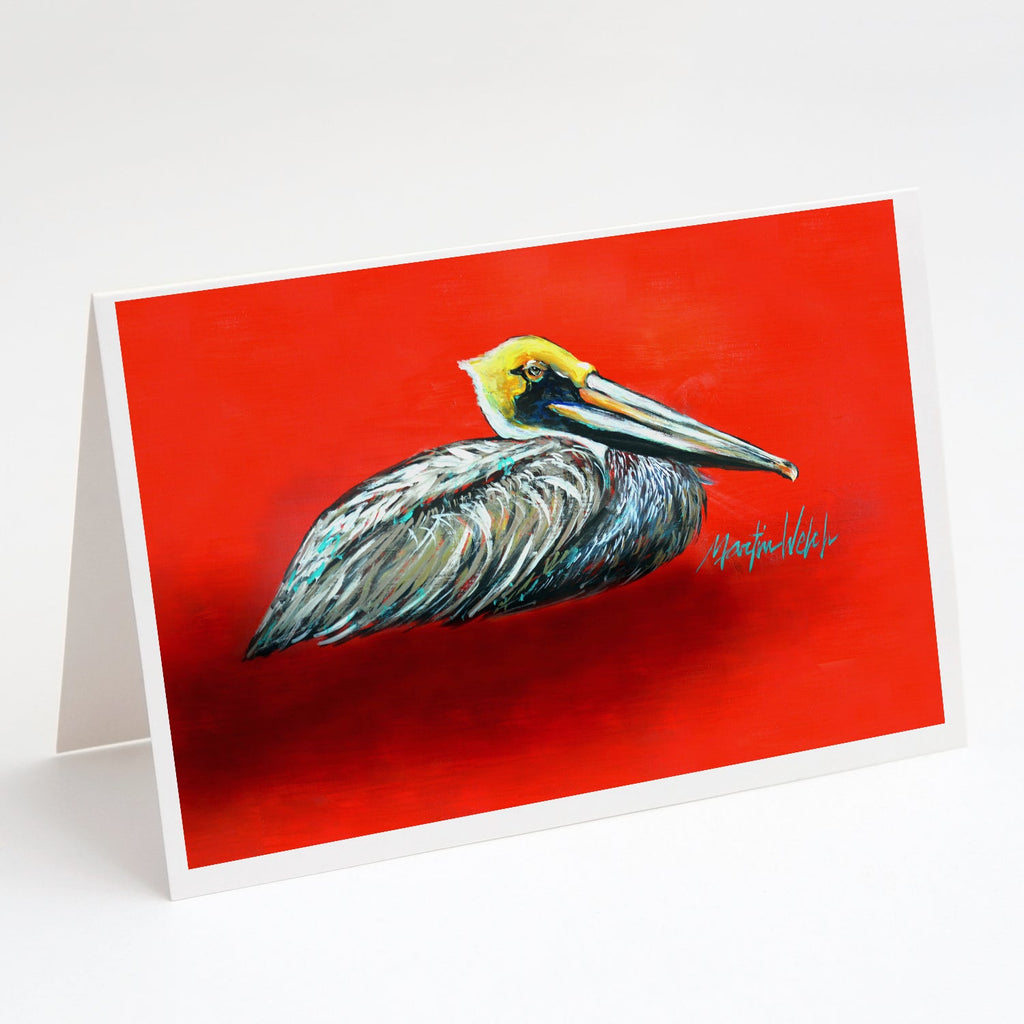 Sitting Brown Pelican Greeting Cards Pack of 8 Blank Cards with Envelopes Whimsical A7 Size 5x7