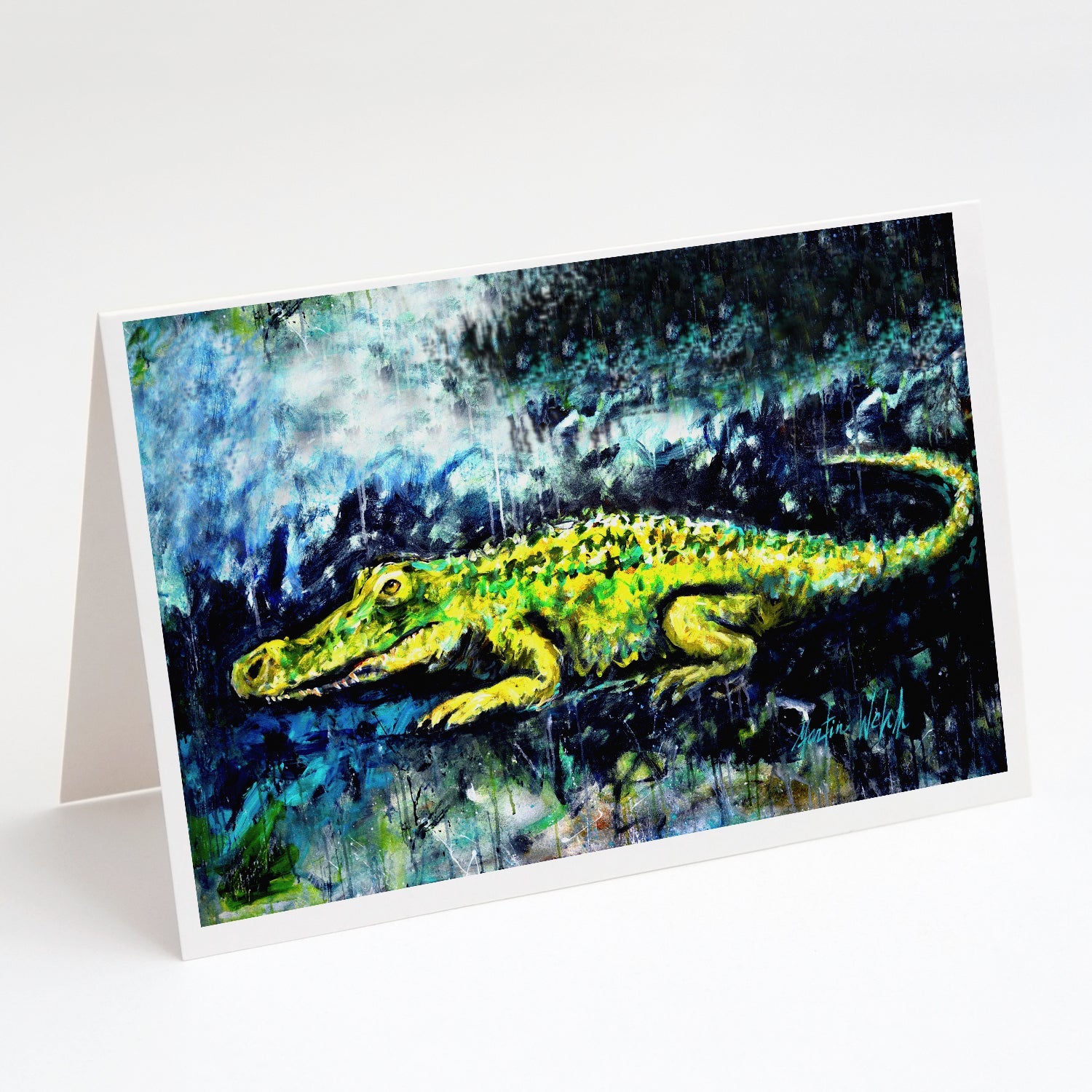 Sneaky Alligator Greeting Cards Pack of 8 Blank Cards with Envelopes Whimsical A7 Size 5x7