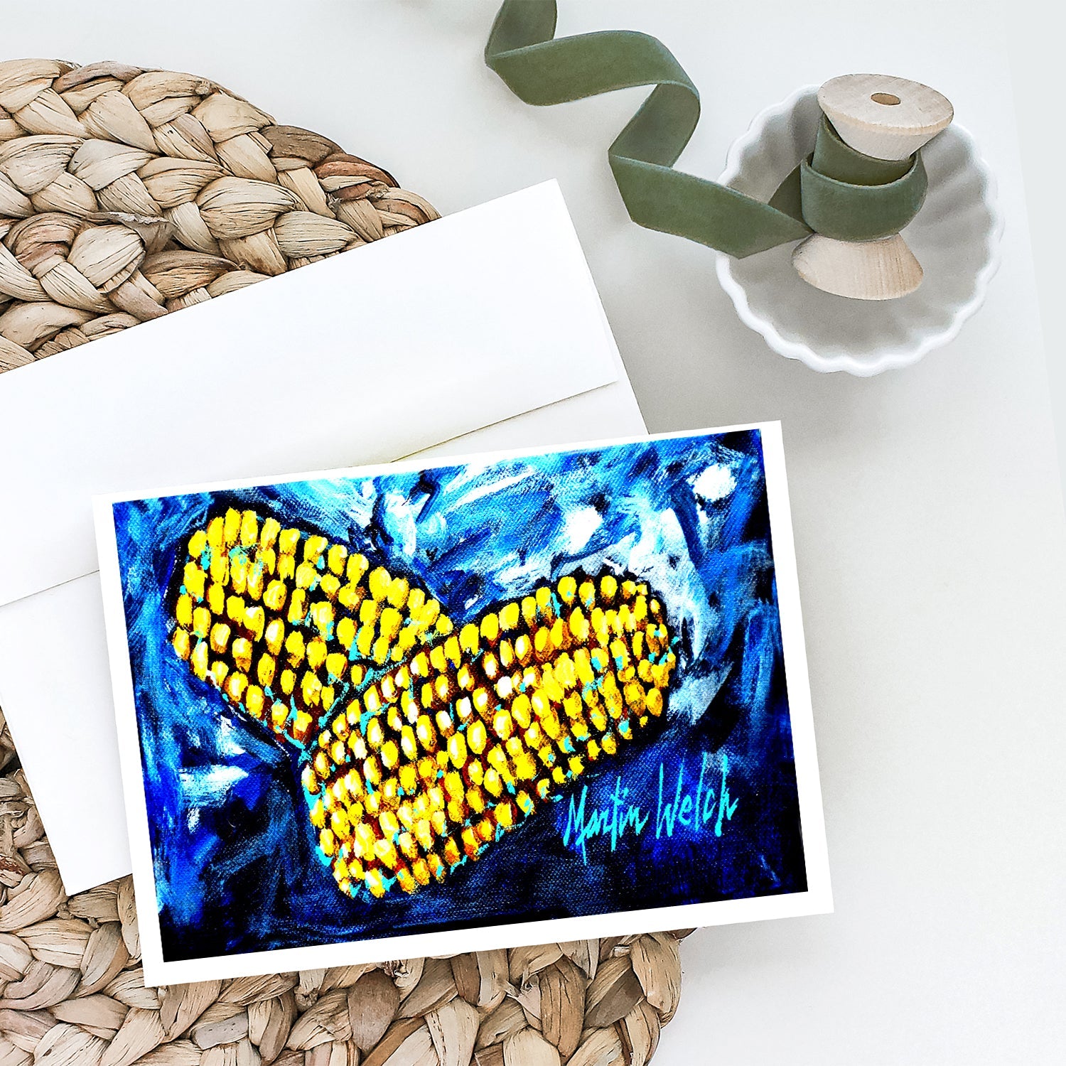 Two Corn Please Greeting Cards Pack of 8 Blank Cards with Envelopes Whimsical A7 Size 5x7